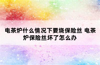 电茶炉什么情况下要烧保险丝 电茶炉保险丝坏了怎么办